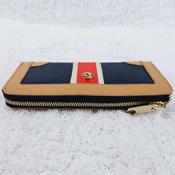 SPARTINA 449 Blue Red and White Striped Leather Large Zip Around Wallet - Picture 9 of 13